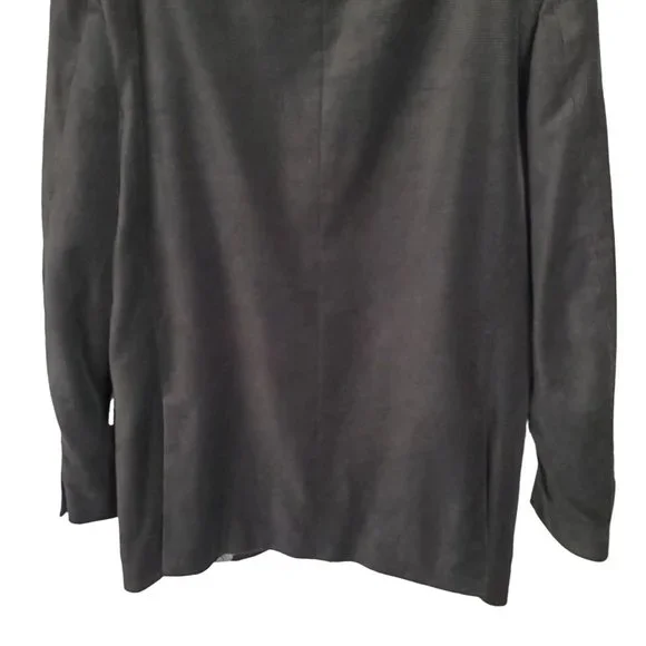 Alfani Mens Size 40L Blazer Sport Coat Slim Fit Velvet Micro Check Black Gray